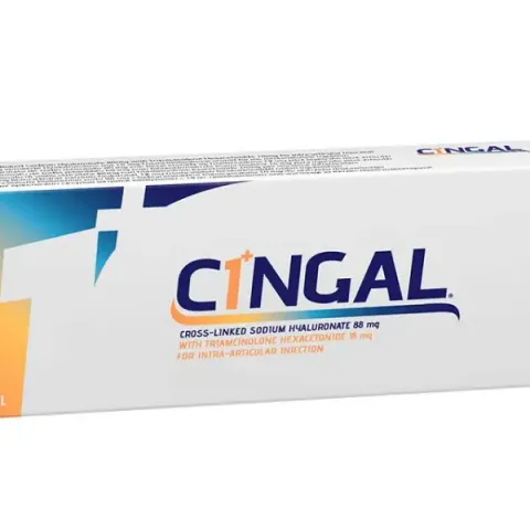 Boîte de l'injection Cingal (Anika Therapeutics), seringue préremplie de 4,0 mL pour injection intra-articulaire au genou